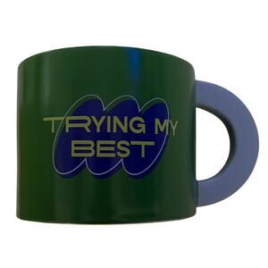 Trying My Best Green Blue Oversized Mug NEW